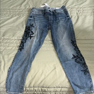 Women's Blue Embroidered Jeans